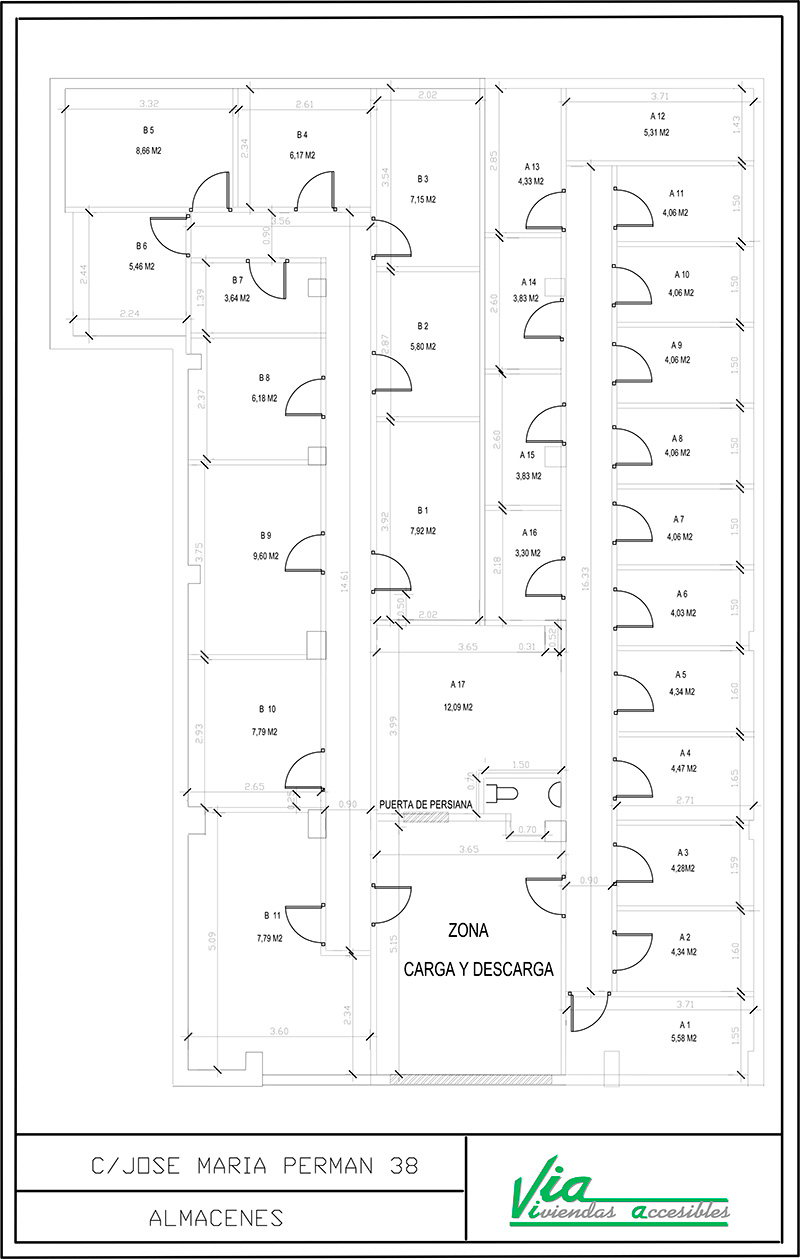 plano de 11 almacenes vendidos en Jose Maria Peman, 38 en Madrid