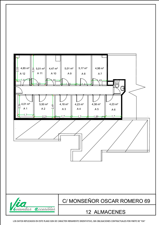 plano de 12 almacenes vendidos en Monseñor Oscar Romero, 69 en Madrid